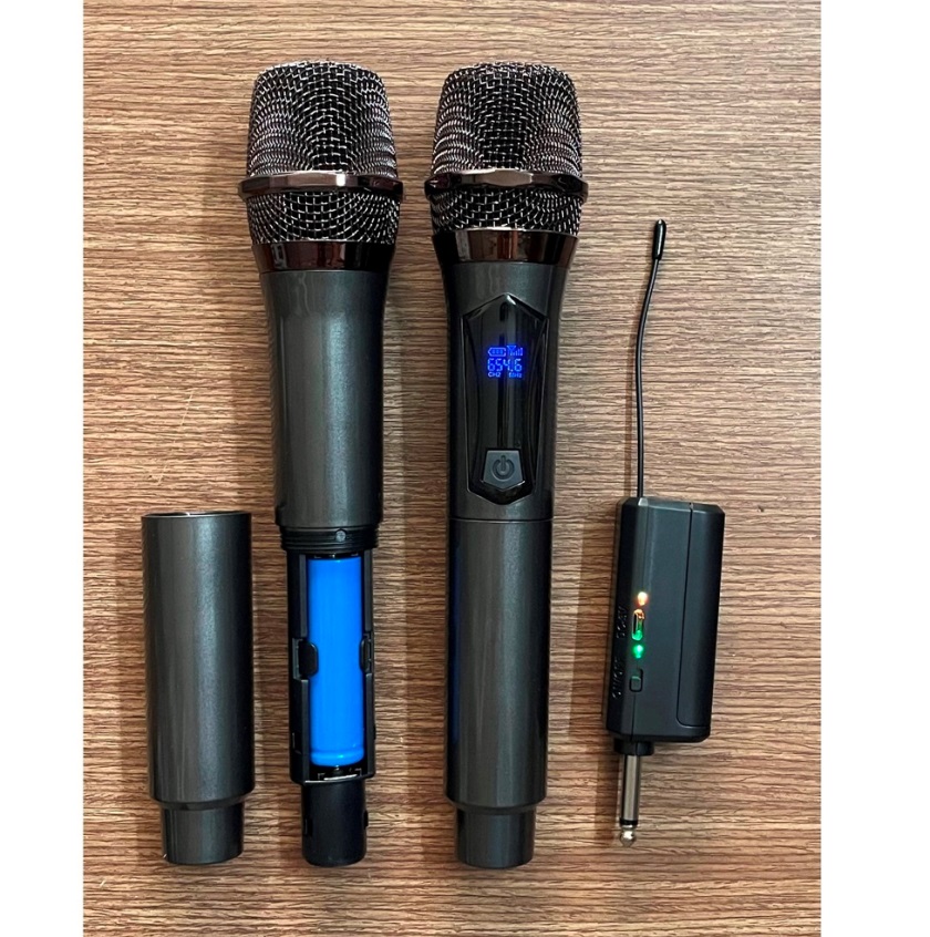Bộ 2 Micro Không Dây Pin Sạc Xám
